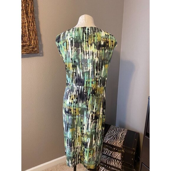 Connected Dress Green Gray Yellow Black 24W Career Church Stretch Sheath - Picture 4 of 7